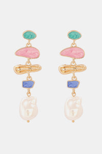 Abnormal Shpae Zinc Alloy Synthetic Pearl Dangle Earrings