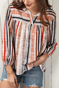 Multicolored Stripe Notched Neck Top