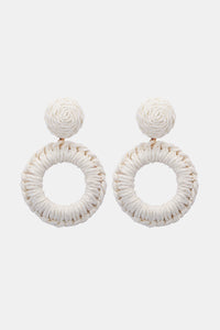 Round Shape Raffia Grass Dangle Earrings