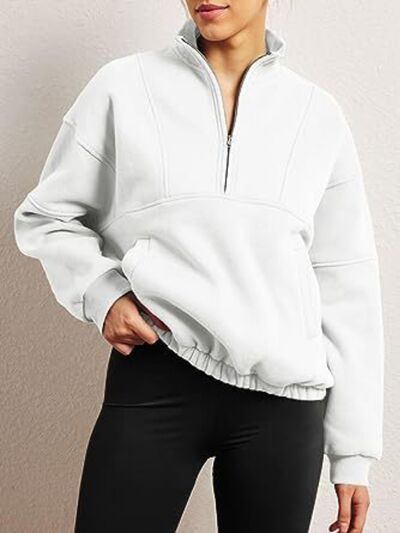 Half Zip Dropped Shoulder Sweatshirt