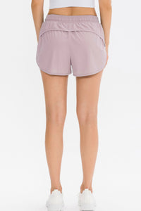 Two-Tone Drawstring Waist Faux Layered Athletic Shorts