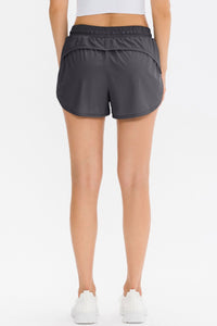 Two-Tone Drawstring Waist Faux Layered Athletic Shorts