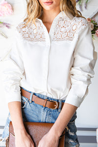 Spliced Lace High-Low Shirt