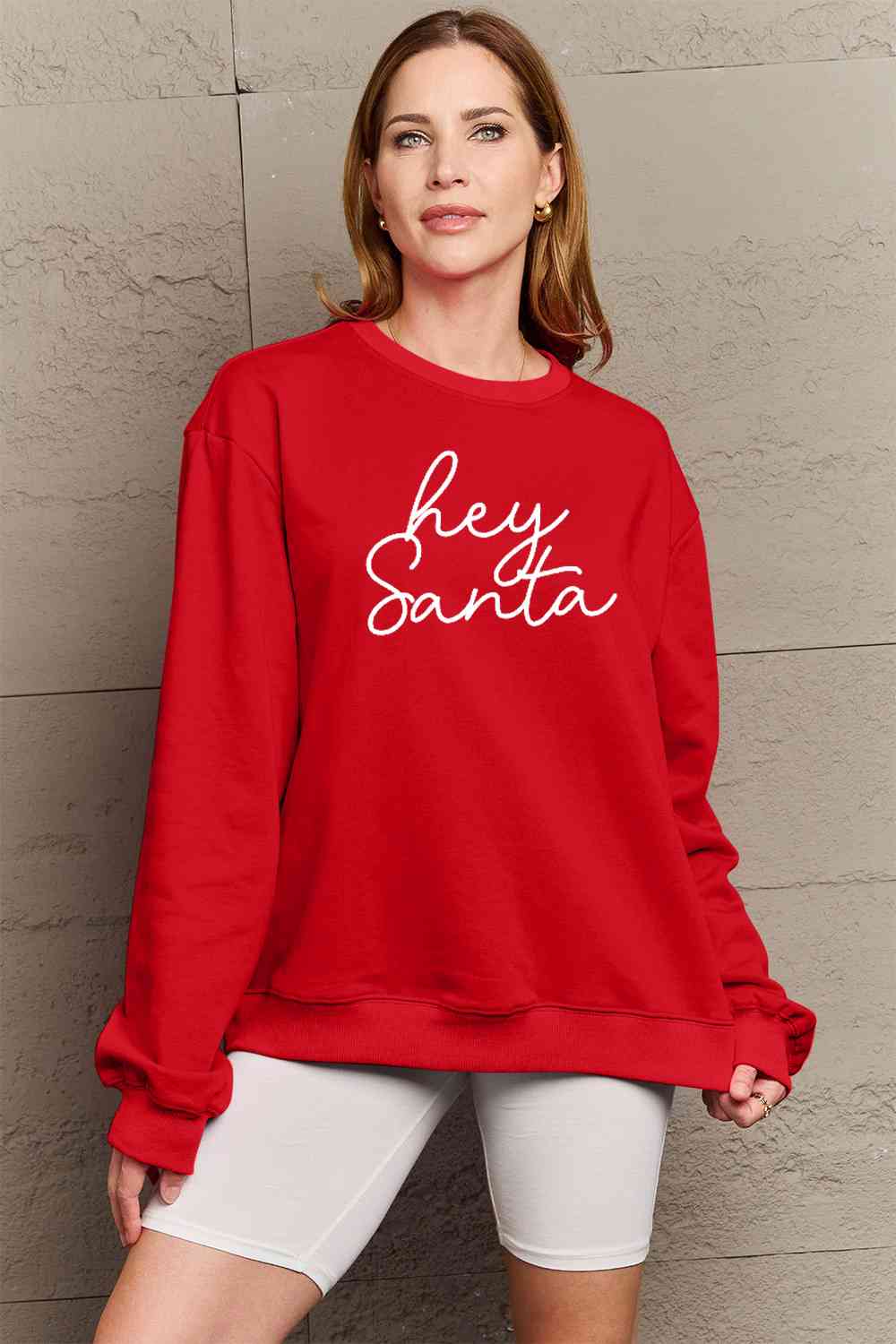 Simply Love Full Size HEY SANTA Graphic Sweatshirt