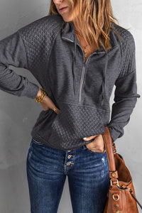 Quilted Half-Zip Sweatshirt with Pocket