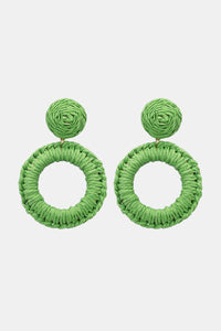 Round Shape Raffia Grass Dangle Earrings