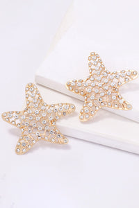 Starfish Zinc Alloy Glass Stone Dangle Earrings