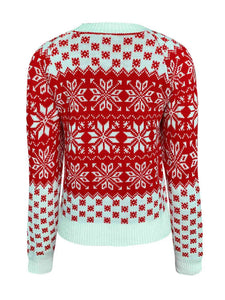 Snowflake Round Neck Long Sleeve Sweater