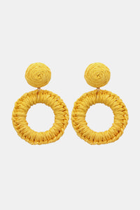 Round Shape Raffia Grass Dangle Earrings