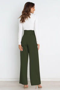 Tie Front Paperbag Wide Leg Pants