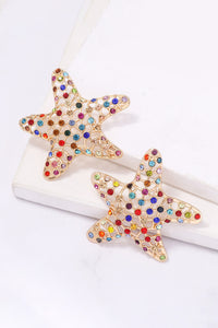 Starfish Zinc Alloy Glass Stone Dangle Earrings