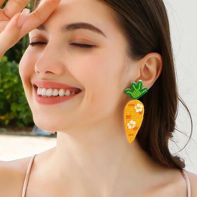 Stainless Steel Beaded Sequin Carrot Earrings