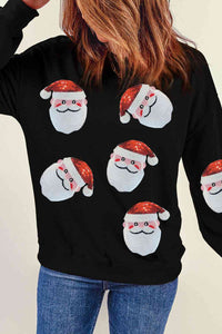 Sequin Santa Patch Round Neck Sweatshirt