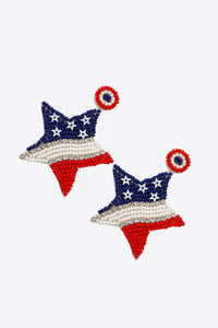 US Flag Beaded Star Earrings