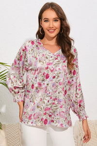 Floral V-Neck Long Sleeve Shirt