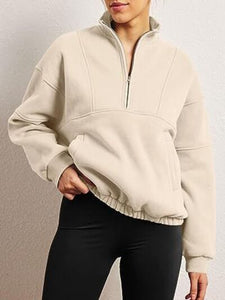 Half Zip Dropped Shoulder Sweatshirt