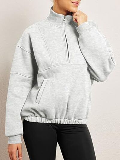 Half Zip Dropped Shoulder Sweatshirt