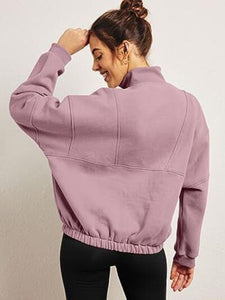 Half Zip Dropped Shoulder Sweatshirt