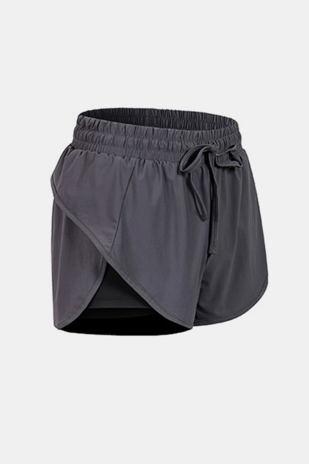 Two-Tone Drawstring Waist Faux Layered Athletic Shorts