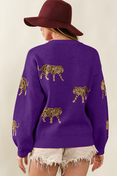 BiBi Tiger Pattern Long Sleeve Sweater