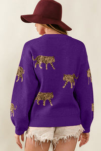 BiBi Tiger Pattern Long Sleeve Sweater